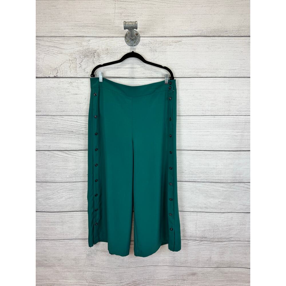Gibson Latimer Women's Green Button Side Wide Leg Pants Size 14